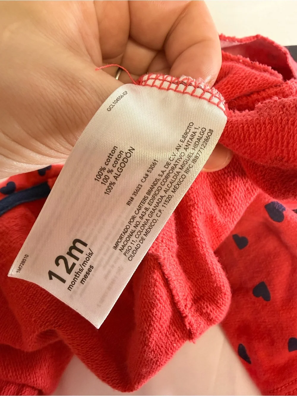 Carter’s Baby Girl Red Heart Print Cotton Cardigan Jacket Size 12 Months